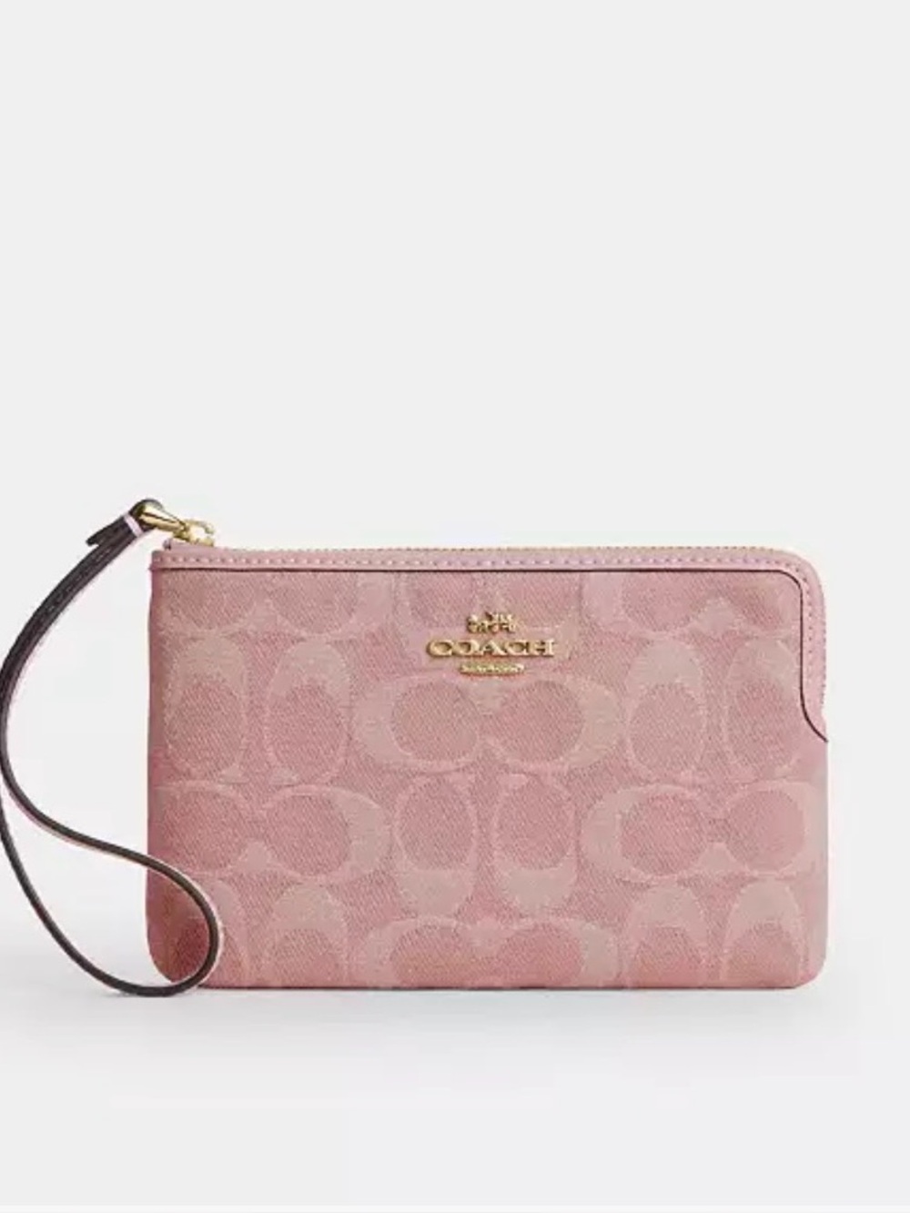Coach Pink Denim Signature Wristlet NWT Authentic